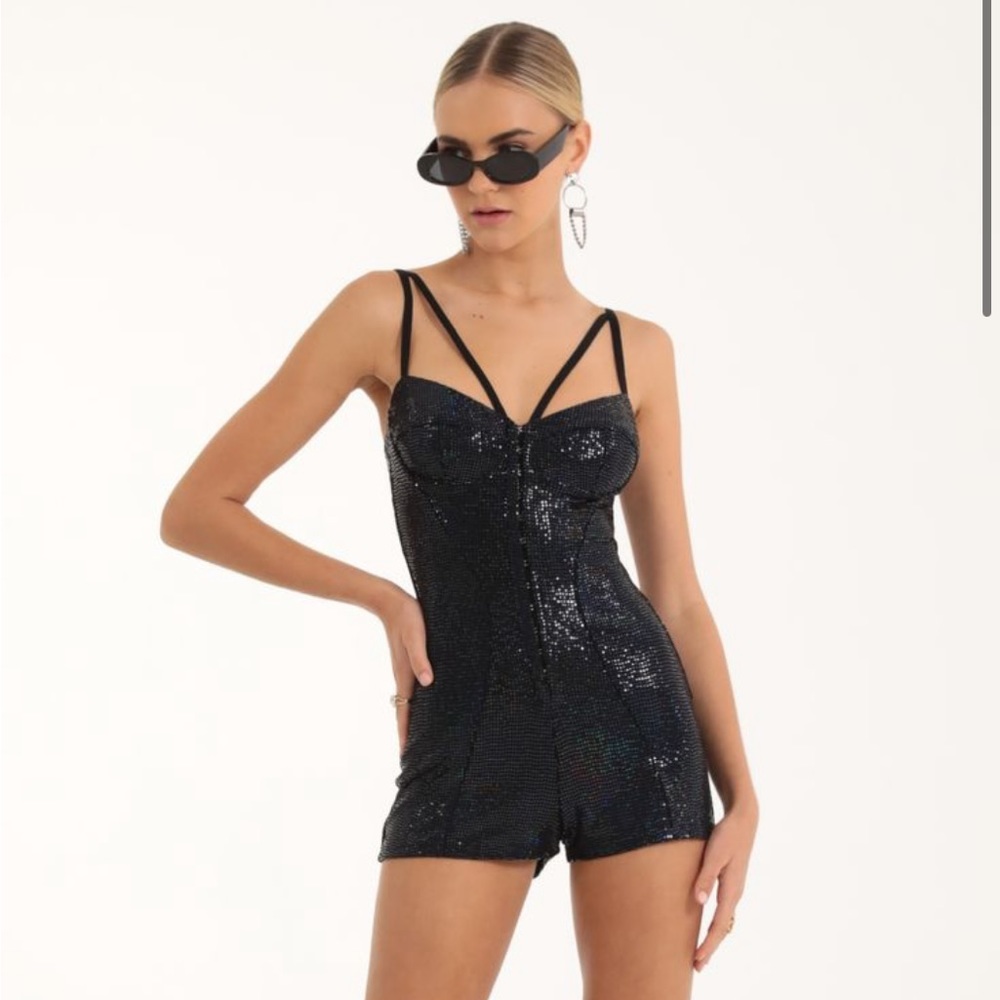 Rada Iridescent Sequin Hook and Eye Romper
